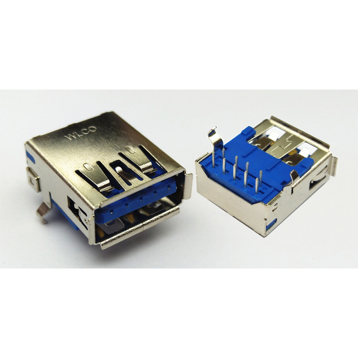 单层USB A-TYPE 3.0 MOLDING结构 PBT蓝胶环保防火 G.F 针