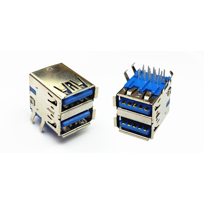 双层USB3.0 A-TYPE 蓝胶 G.F 铁壳    WLUS-096A